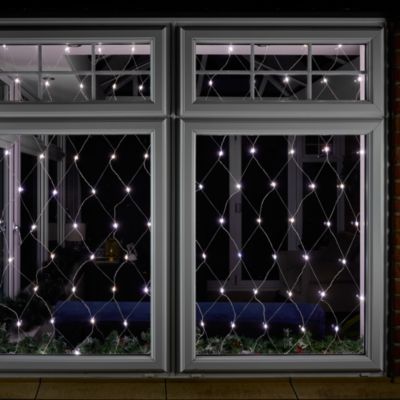 Guirlande lumineuse rideaux intérieur et extérieur 240 LED blanc glacé IP20  et IP44 3.6W L.1.5m câble transparent