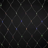 Guirlande lumineuse rideaux intérieur et extérieur 120 LED IP44 9W multicolore L.14m câble transparent