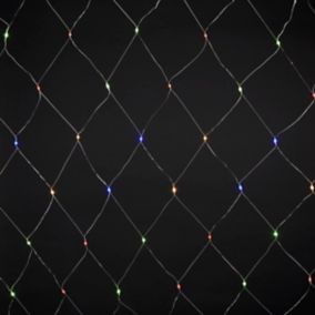 Guirlande lumineuse rideaux intérieur et extérieur 120 LED IP44 9W multicolore L.14m câble transparent