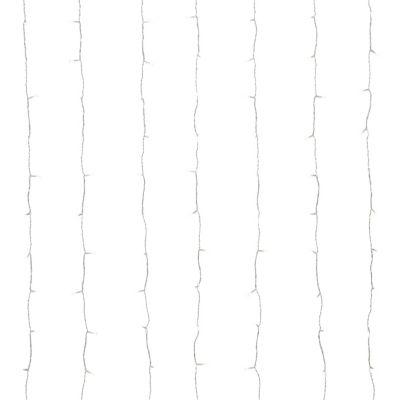 Guirlande lumineuse rideaux intérieur et extérieur 240 LED blanc glacé IP20 et IP44 3.6W L.13.5m câble transparent
