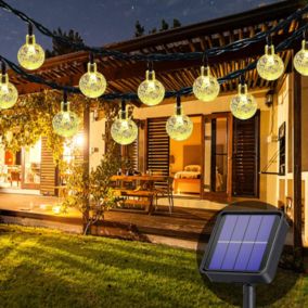 Guirlande lumineuse solaire (lumière blanche chaude), 7 m 50 LED étanches, 8 modes, lampes solaires de jardin pour cour, porche et