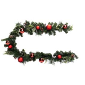 Guirlande naturel boules rouges 2m avec boules rouge  - feeric lights & christmas