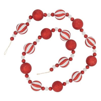 Guirlande polystyrène boules l.1,85 m rouge et blanc - feeric lights & christmas