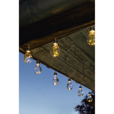 Guirlande solaire 4,80m avec 15 ampoules- fougère décorative dans chaque ampoule- 5 microLED blanc chaud  par ampoule- 15 Lumens
