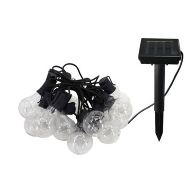 Guirlande solaire de 4,8m avec 15 Ampoules- 5 microLED blanc chaud  par ampoule- 30 Lumens- Eclairage extérieur Jardin