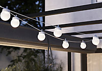 Guirlandes lumineuses LED intégrée Magliano 10 boules IP44 GoodHome blanc 12m