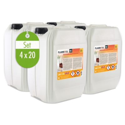 Höfer Chemie 4 x 20 L (80 Litres) Bioéthanol 96,6% Premium - Pour Foyer À Éthanol, Cheminée De Table À Éthanol Et Chemi