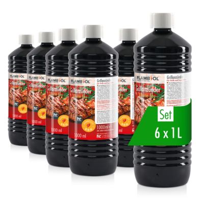 Höfer Chemie Allume-feu Liquide Pour Barbecue (6 x 1 L), Allume-barbecue À Base De Paraffine, Haute Pureté, Inodore