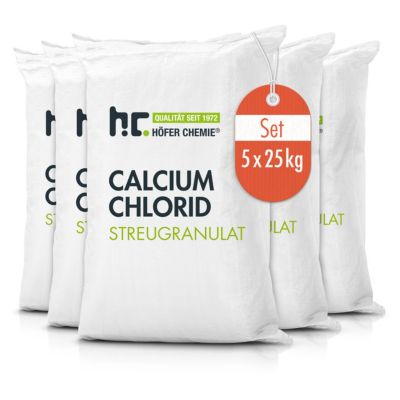 Höfer Chemie Chlorure De Calcium 5 x 25 Kg, Sel De Déneigement Et Déshumidificateur Polyvalent