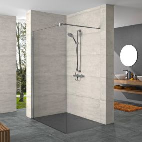 HÜPPE  Design Pure 80x200cm paroi en verre 8 mm anticalcaire, avec bras et profilés chrome brillant (SIKOKHWI80)