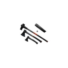 Hachettes bois acier forgé - FUXTEC FX-AX4 - Set hachette 36cm + hache 69cm + hache de fendage 91cm + coin fendeur acier 1,8kg