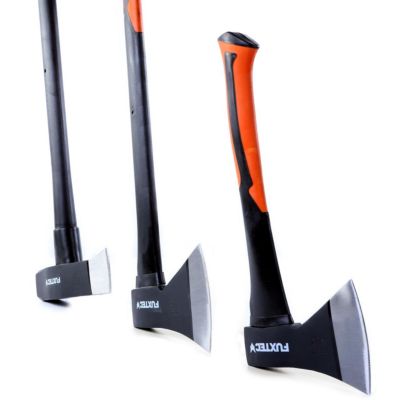 Hachettes bois acier forgé - FUXTEC FX-AX4 - Set hachette 36cm + hache 69cm + hache de fendage 91cm + coin fendeur acier 1,8kg