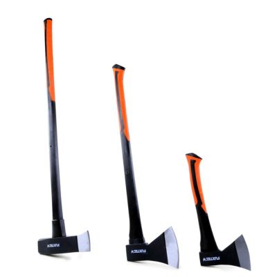 Hachettes bois acier forgé - FUXTEC FX-AX4 - Set hachette 36cm + hache 69cm + hache de fendage 91cm + coin fendeur acier 1,8kg