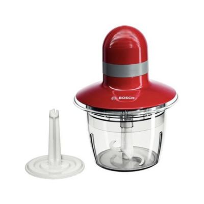 Hachoir Electrique  BOSCH MMR08R2 - Rouge/Gris - 400W - Capacité 0,8L - Couteau inox - Batteur a blancs