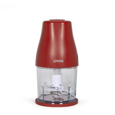 Hachoir Electrique  - LIVOO - DOP244R - 400W - 1 vitesse et turbo - Bol gradué 300 ml - 2 lames acier inoxydable