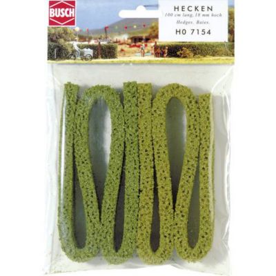 Haie en mousse Busch 7154 pour modélisme H0 - 1000 mm x 18 mm, vert clair et moyen