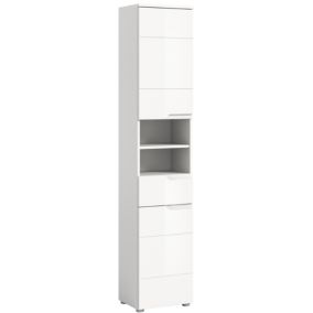 Hama  - Armoire haute (L/H/P : 38x193x34 cm) en imitation blanc et blanc brillant profond