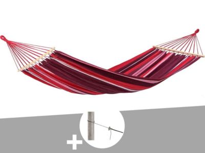 Hamac 1 place Samba violet en polycoton + Kit fixation Smartrope - Amazonas