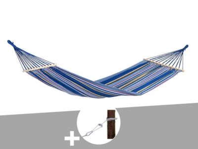 Hamac 1 place Tonga océan en polycoton + Kit fixation Smartrope - Amazonas