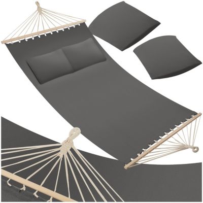 Hamac avec barres d'expansion 2 personnes polyester/coton gris foncé