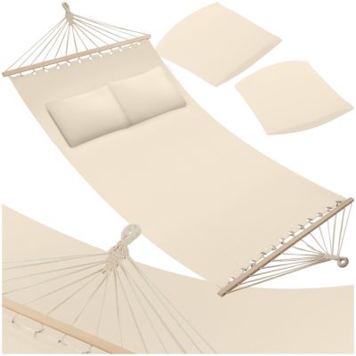 Hamac avec barres d'expansion polyester/coton pour 2 personnes beige