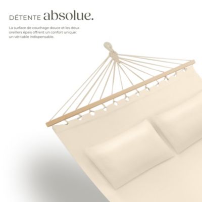 Hamac avec barres d'expansion polyester/coton pour 2 personnes beige