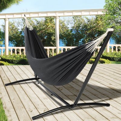 Hamac avec support métal et toile gris anthracite