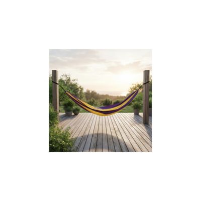 Hamac de camping en toile 1 place - O'Camp - Jaune et violet - Dimensions 270 x 130 cm