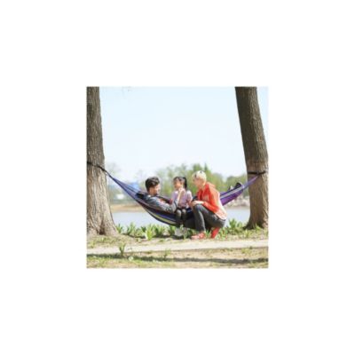 Hamac de camping en toile 1 place - O'Camp - Jaune et violet - Dimensions 270 x 130 cm