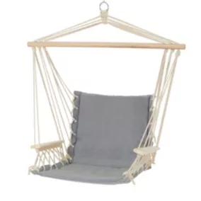 Hamac de jardin chaise balançoire suspendue avec 2 accoudoirs en coton/bois
