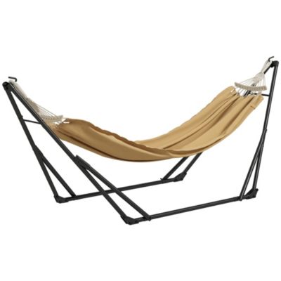 Hamac pliable complet - support acier, toile hamac coton - support 2 en 1 hamac chaise suspendue - noir beige