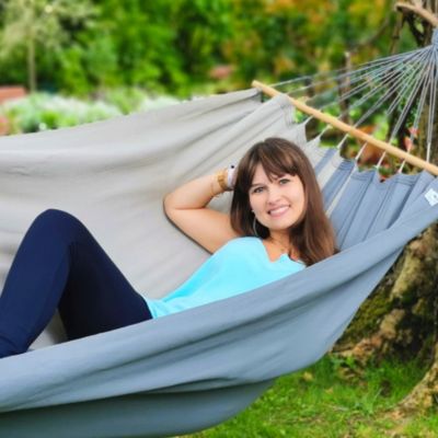 Hamac suspendu Graphik Jobek L. 300 cm x l. 140 cm gris anthracite
