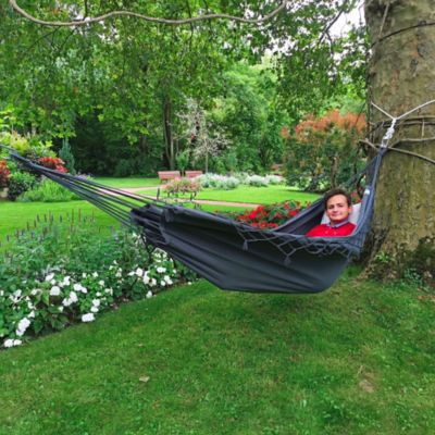 Hamac suspendu Traditionnel Kocon anthracite à franges 340 x 140 cm Jobek
