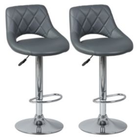 HAMILTON - Lot de 2 Tabourets de Bar Gris