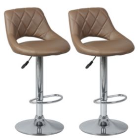 HAMILTON - Lot de 2 Tabourets de Bar Marron