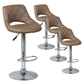 HAMILTON - Lot de 4 Tabourets de Bar Marron