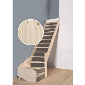 HandyStairs escalier ouvert quart tournant "Vega80" - Droite - 13 marches en pin - Sans main courante