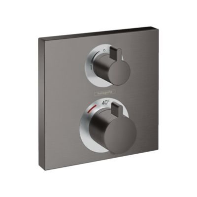 HANSGROHE Façade pour mitigeur thermostatique encastré Ecostat Square avec robinet d'arrêt et inverseur noir chrome brossé