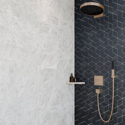 HANSGROHE Façade pour mitigeur thermostatique encastré Ecostat Square avec robinet d'arrêt et inverseur noir chrome brossé