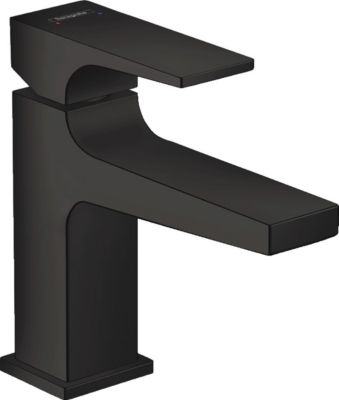 Hansgrohe Metropol Mitigeur de lavabo 100 poignée manette bec court, bonde Push-Open, Noir mat (32500670)
