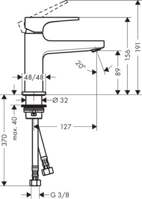 HANSGROHE Mitigeur lavabo Metropol 100 poignée manette bec court, bonde Push-Open noir chromé brossé