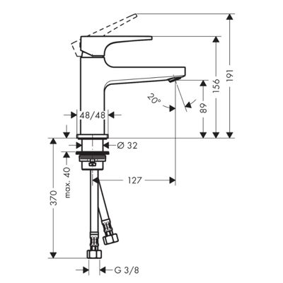 HANSGROHE Mitigeur lavabo Metropol 100 poignée manette bec court, bonde Push-Open noir mat