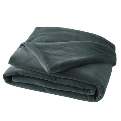 HARRIS - Chemin de Lit 90x200cm Velours de Coton Coloris Ardoise