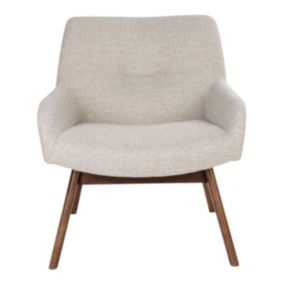 HARROW - Fauteuil Noyer Massif  et Tissu Sable