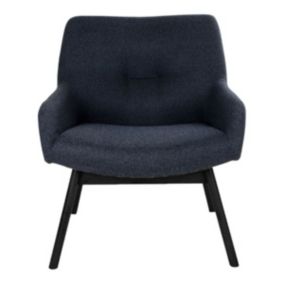 HARROW - Fauteuil Noyer Massif Noir et Tissu Gris Foncé