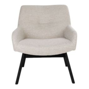 HARROW - Fauteuil Noyer Massif Noir et Tissu Sable