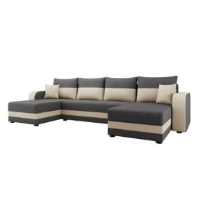 Harvey - canapé panoramique en U - 7 places - convertible avec coffre - en tissu - Best Mobilier