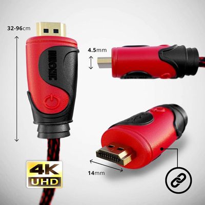 HDC03 2m Câble HDMI 2.0 Dernière génération Connecteurs or 24K Transmission rapide du signal 3D 4K 2160p Ethernet Duronic
