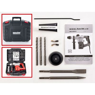 Hecht 1028 Perceuse à percussion puissante rotatif support SDS Plus avec coffre de transport 1050W