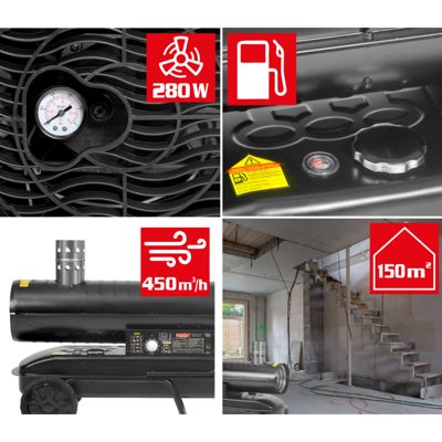 Hecht 3040 Diesel canon à chaleur Chauffage à l'huile 50Hz 38L Consommation 1,8L/h